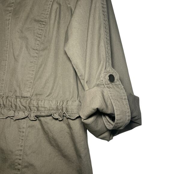 Sandro Womens Ruffled Drawstring Waist Lightweight Full Zip Anorak Jacket Sz M - Picture 5 of 6